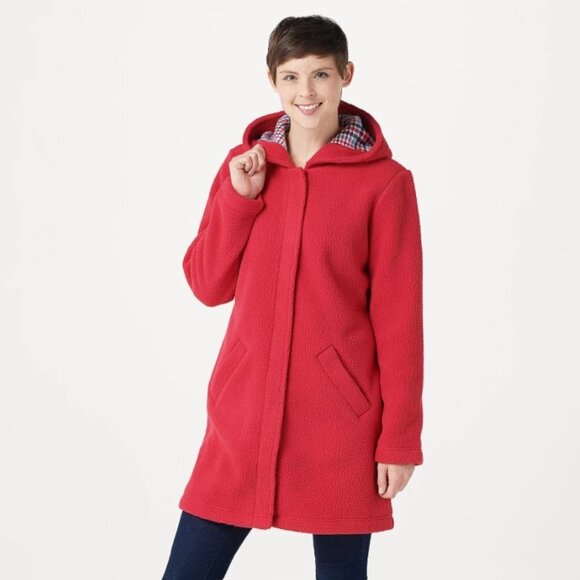 Denim & Co. Fleece Bonded with Sherpa Long Sleeve - Picture 1 of 10